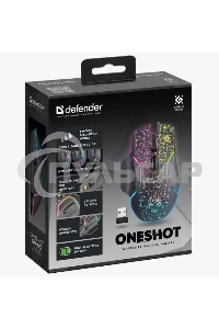 Мышь беспроводная Defender Oneshot GM-067 черный, 3200 dpi, радиоканал, USB, кнопки - 7