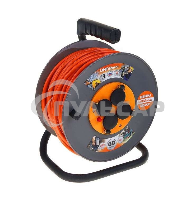 Удлинитель катушка UNIVersal ВЕМ-250 IP-44 термо ПВС 3*1,5 4гнезда 50мс заземлением