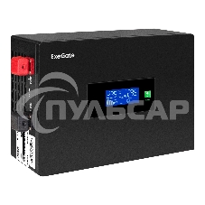 Источник бесперебойного питания (инвертор, синус, для котла, PF=1, настенный) ExeGate IdealSine SR-1500.LCD.2SH  1500VA/1500W, чистая синусоида, цветной LCD-дисплей, 2*Schuko, настенный, черный