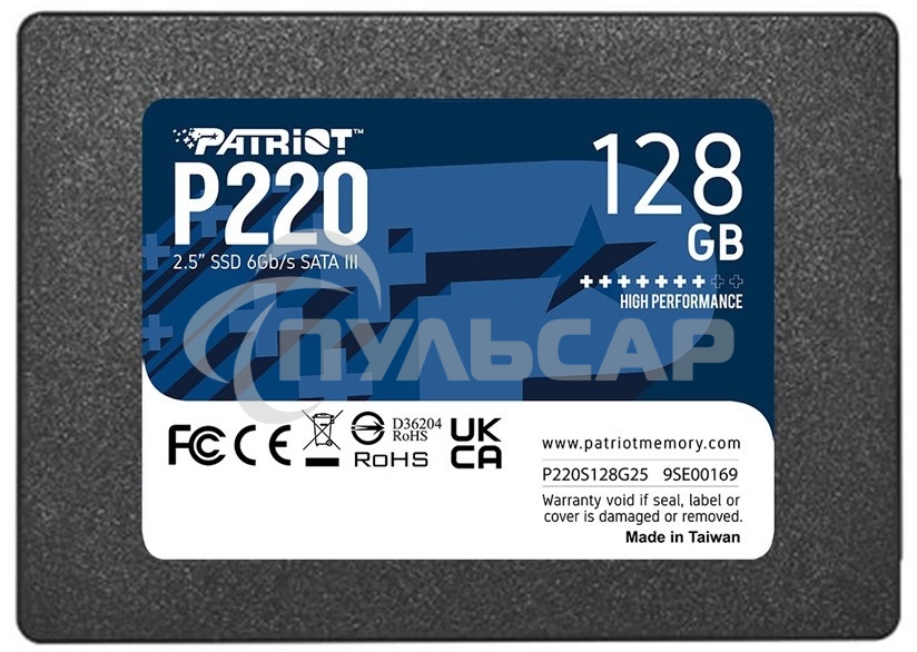 Накопитель SSD Patriot P220, 128Gb, SATA III, 2.5