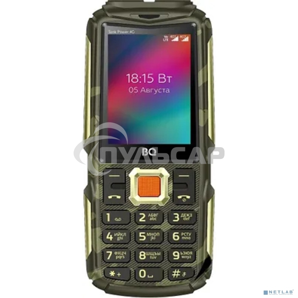 Мобильный телефон BQ 2410L Tank Power 4G камуфляж/золотистый