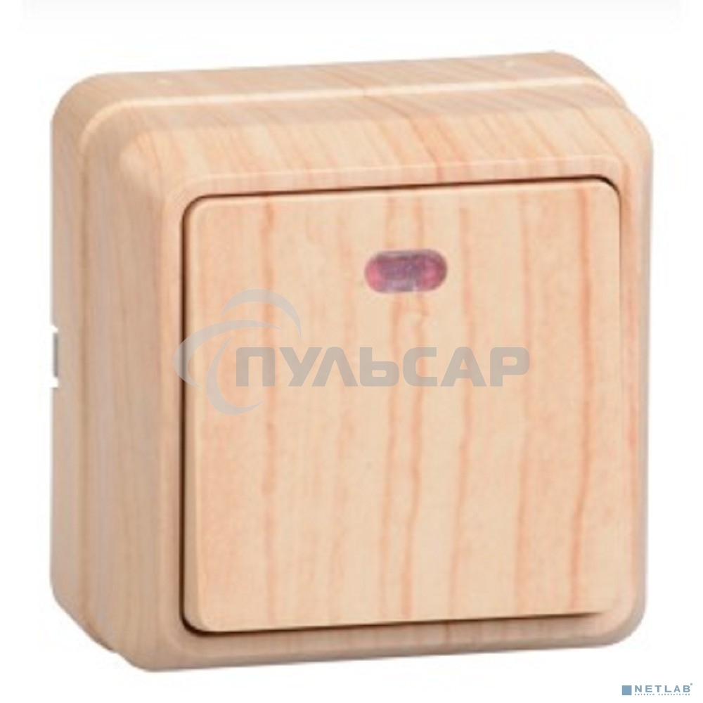 Выключатель 1-кл. ОП ОКТАВА 10А IP20 с индик. сосна ИЭК EVO11-K03-10-DC