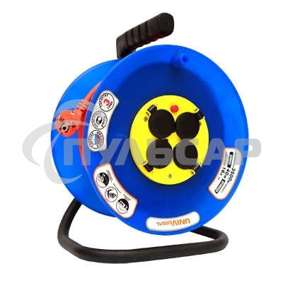 Удлинитель на катушке 4х40м с заземл. 16А IP44 ВЕМ-250 термо ПВС 3х1.5 розетки с защ. крышкой UNIVersal 9634175