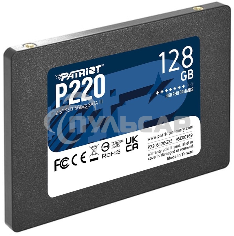 Накопитель SSD Patriot P220, 128Gb, SATA III, 2.5