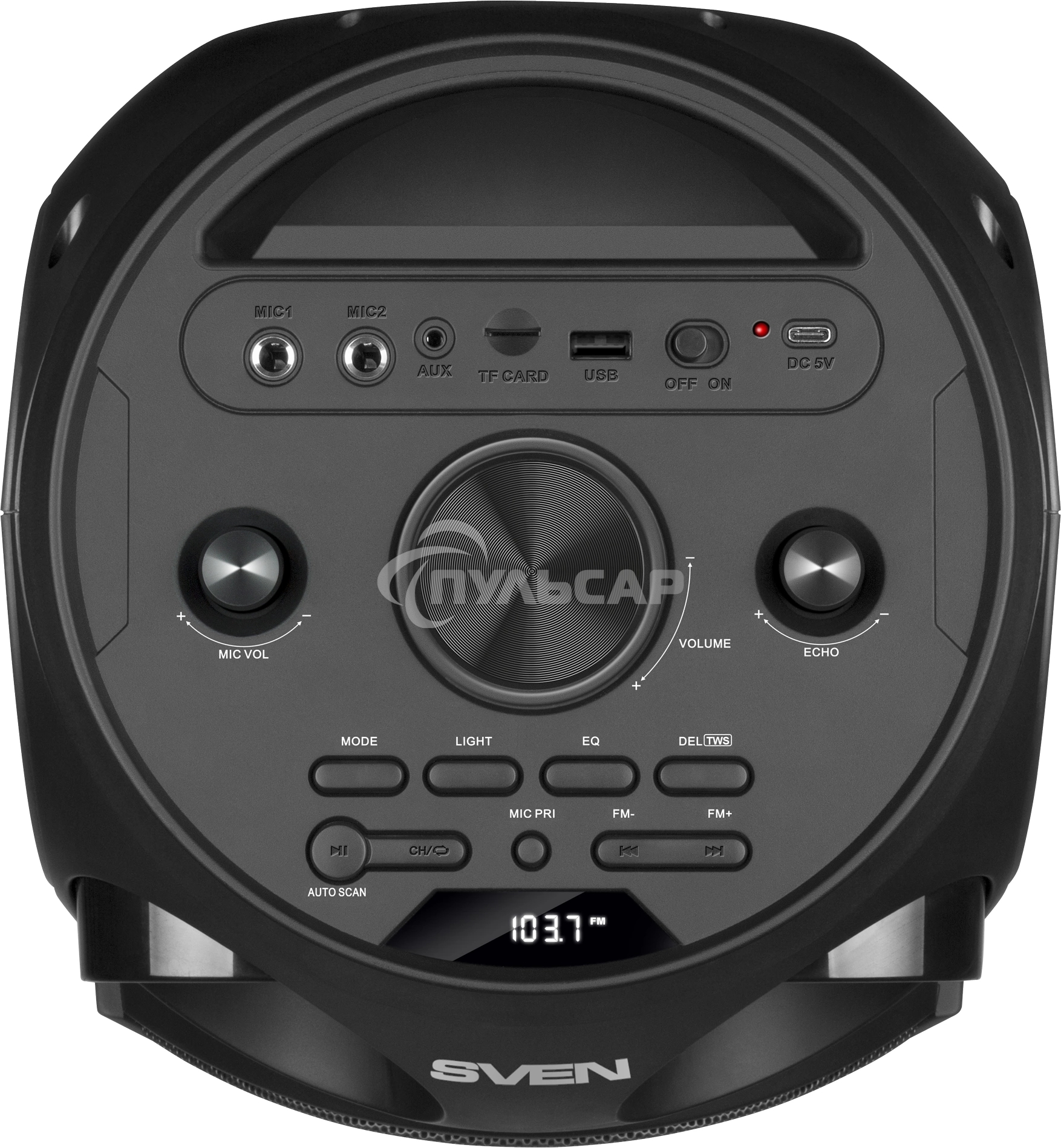 Колонка АС Sven PS-750, черный (80 Вт, TWS, Bluetooth, FM, USB, microSD, LED-дисплей, 2х4400мА*ч)
