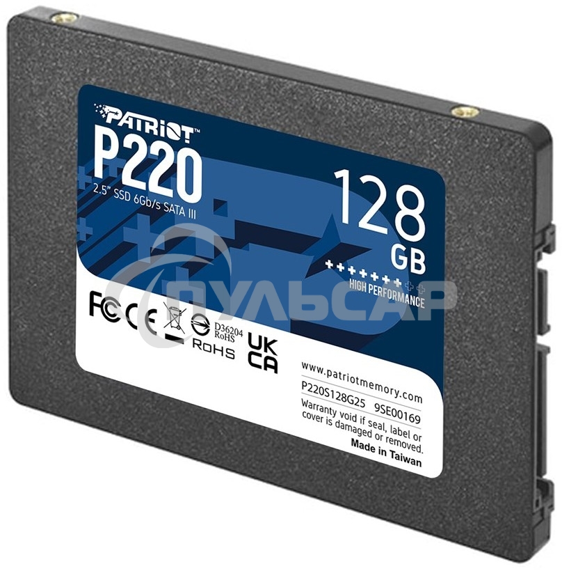 Накопитель SSD Patriot P220, 128Gb, SATA III, 2.5