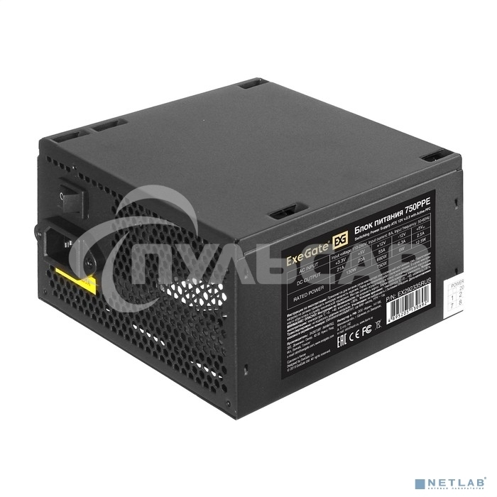 Блок питания ExeGate 750PPE (EX292335RUS), 750Вт, 120мм, черный