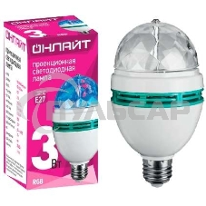 Лампа светодиодная ОНЛАЙТ 61120 OLL-DISCO-3-230-RGB-E27