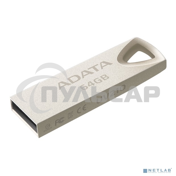 Флешка USB ADATA UV210 (AUV210-64G-RGD), 64 Gb, USB 2.0, R/W 15/5, серебро