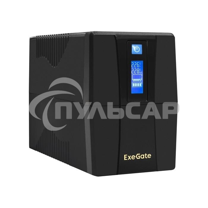 Источник бесперебойного питания ExeGate Power Smart ULB-800 LCD 800VA, черный, 2 евророзетки, USB