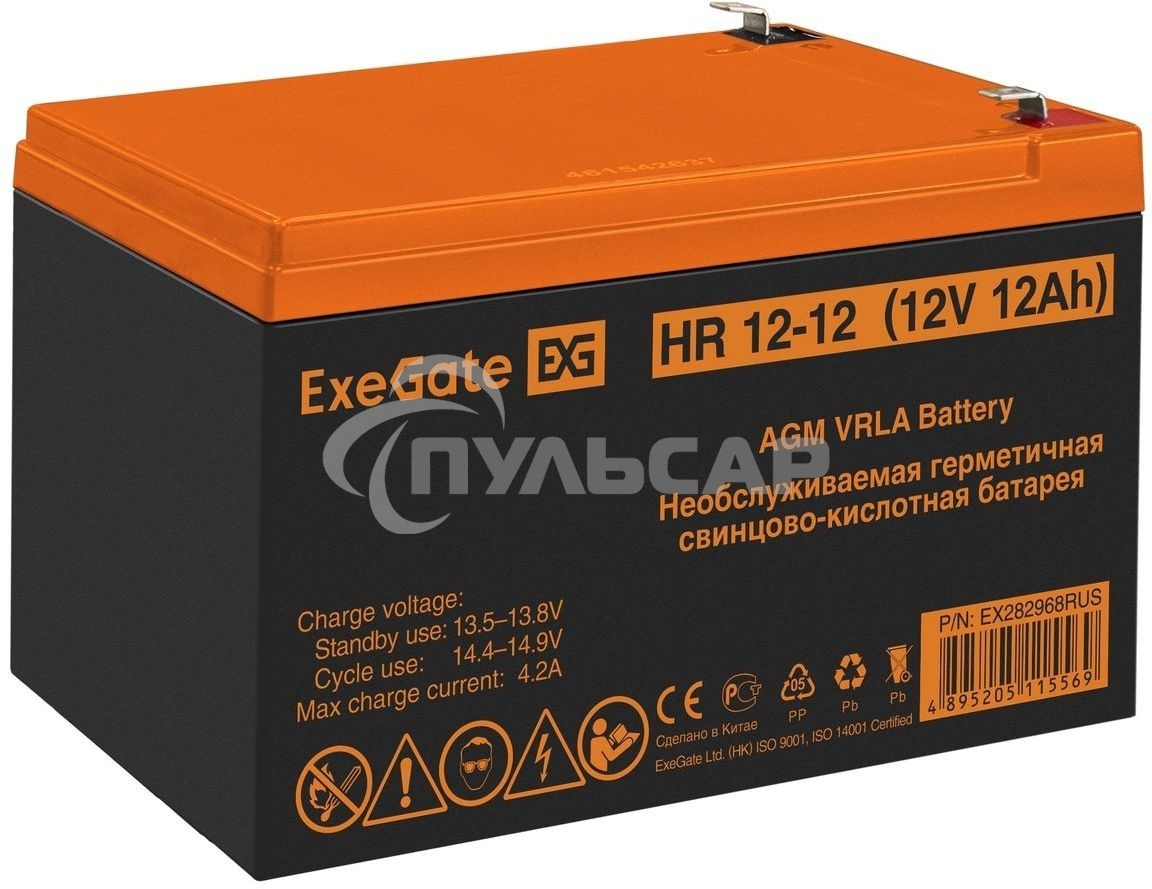 Батарея ExeGate HR 12-12 (12V 12Ah 1251W), клеммы F2