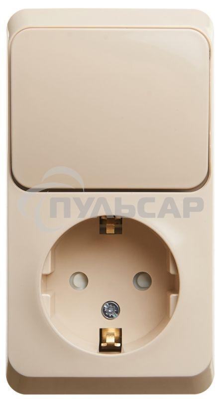 Блок Schneider-electric BPA16-201K ЭТЮД О/У БЛОК: РОЗЕТКА с зазем. со шт. + ВЫКЛЮЧАТЕЛЬ 1-клавиш., КРЕМОВЫЙ, Россия
