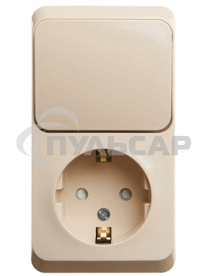 Блок Schneider-electric BPA16-201K ЭТЮД О/У БЛОК: РОЗЕТКА с зазем. со шт. + ВЫКЛЮЧАТЕЛЬ 1-клавиш., КРЕМОВЫЙ, Россия