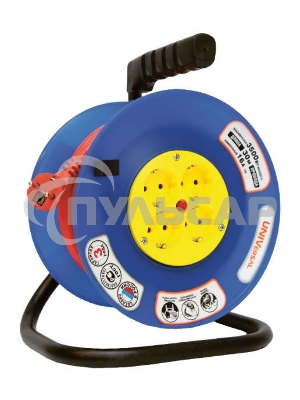 Удлинитель на катушке 4х30м с заземл. 10А IP44 ВЕМ-250 термо ПВС 3х0.75 розетки с защ. шторками UNIVersal 1680