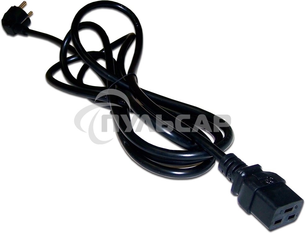 Шнур питания Lanmaster C19-Schuko угловая, 3х1.5, 220В, 16А, черный, 3 метра