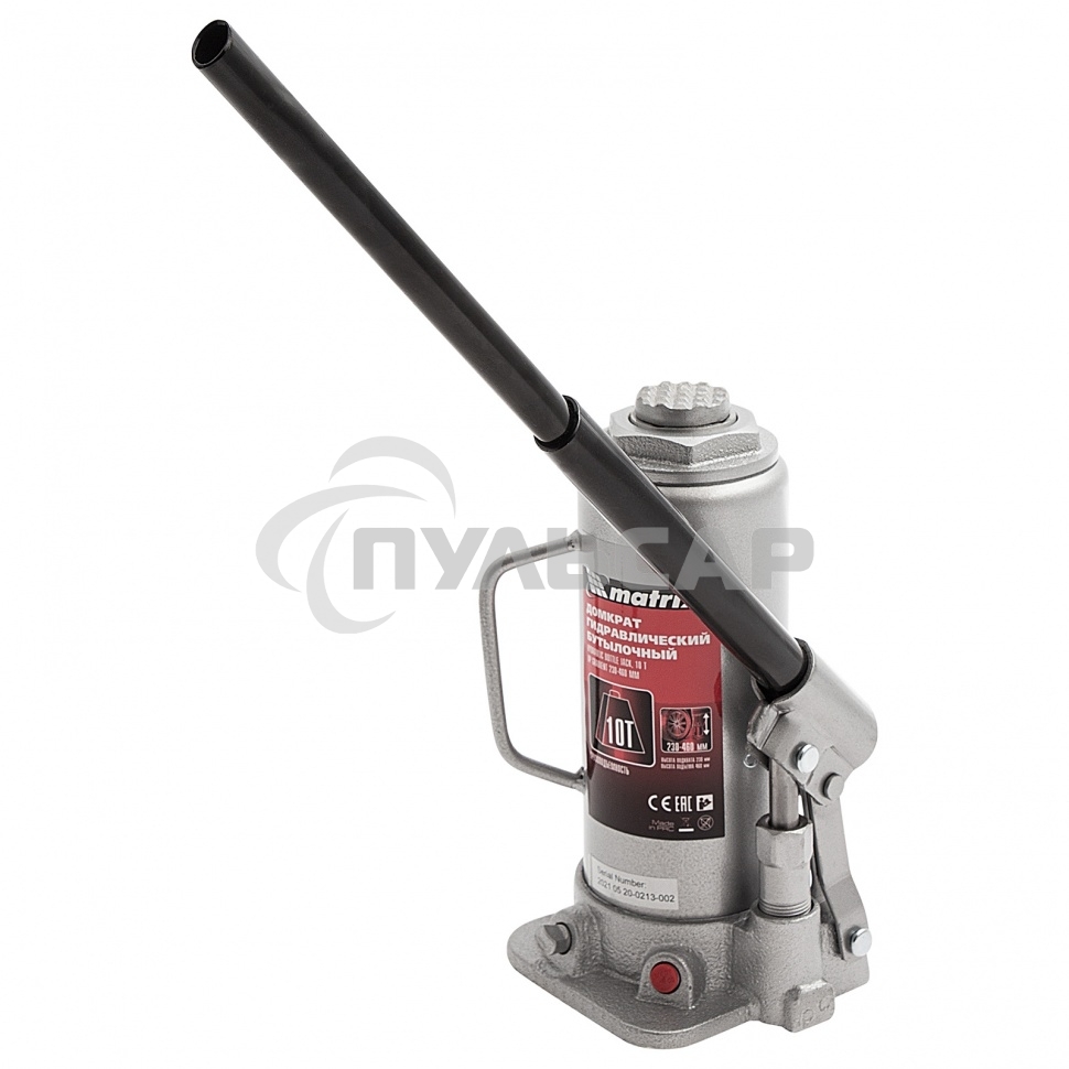 Домкрат Matrix гидравлический бутылочный 10 т h подъема 230–460мм master