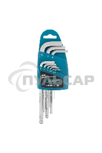 Набор ключей имбусовых GROSS HEX, 1,5–10 мм, S2, 9 шт., удлиненные с шаром, сатинированные Gross 16403