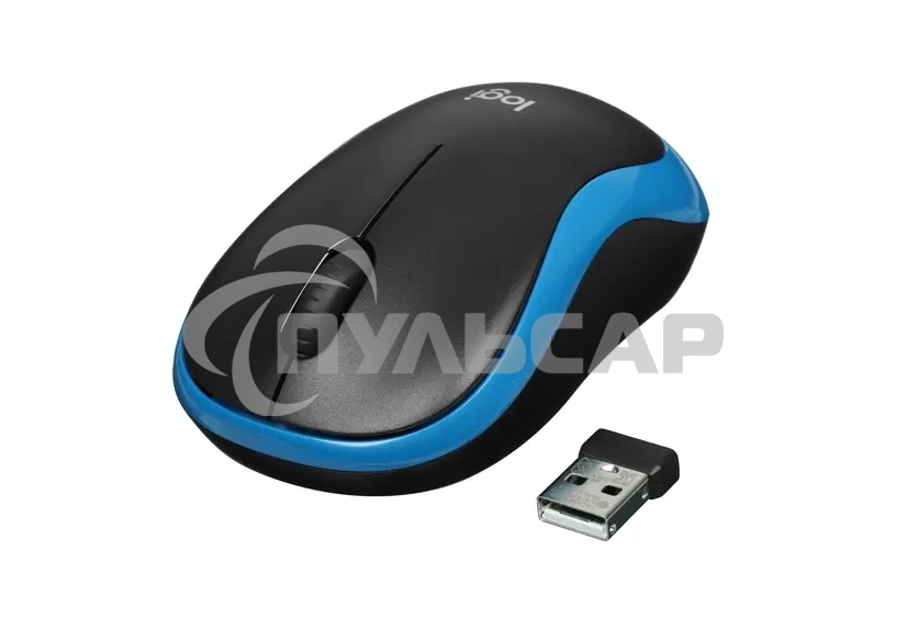 Мышь беспроводная Logitech M185 синий, 1000 dpi, радиоканал, USB, кнопки - 3