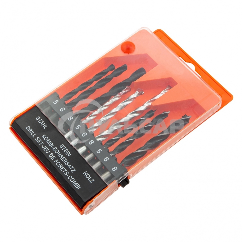 Набор сверл по бетону 5-6-8 мм, металлу 5-6-8 мм, дереву 5-6-8 мм, 9 шт. цилин. хвостовик Sparta