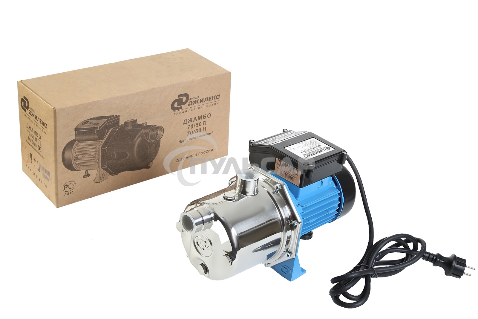 Насос садовый ДЖИЛЕКС ДЖАМБО 60/35 Н600Вт глубина 8м высота 30м 3300л/ч корпус - нерж.Для чистой воды
