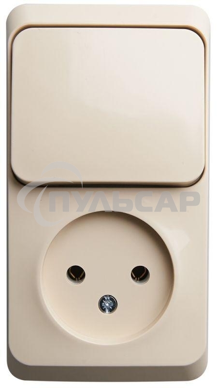 Блок ОП Этюд (1-м розетка без заземл. + 1-кл. выкл.) крем. SchE BPA16-204K