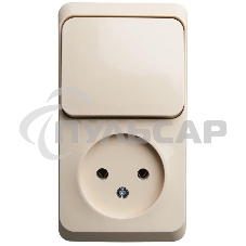Блок ОП Этюд (1-м розетка без заземл. + 1-кл. выкл.) крем. SchE BPA16-204K