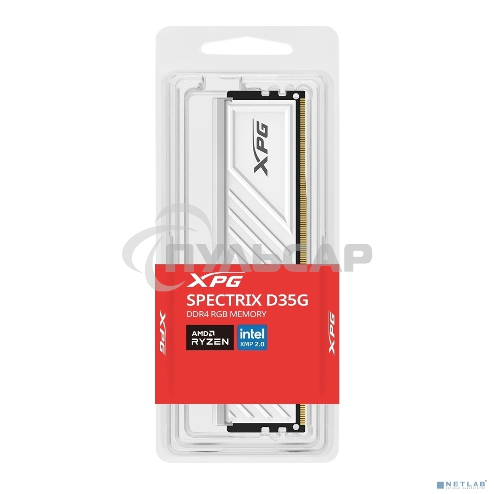 Оперативная память XPG Spectrix D35G RGb, DDR4, 16Gb, 3200MHz, CL16, UDIMM, с радиатором, RGb, белый