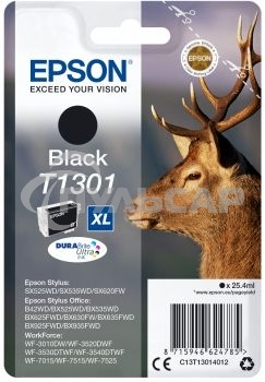 Картридж струйный Epson T1301 (C13T13014012/C13T13014010) черный, 25.4 мл, для SX520WD/SX620FW/BX525WD/BX625FWD