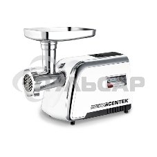 Мясорубка электрическая Centek CT-1602 Juice 2000W, Соковыж., нож+диски (2 шт) из литой стали, реверс (белый/хром)