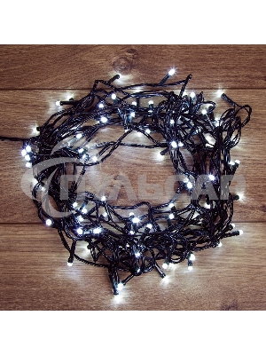 Гирлянда светодиодная универсальная Уличная 100 LED БЕЛЫЕ 10 метров с контроллером