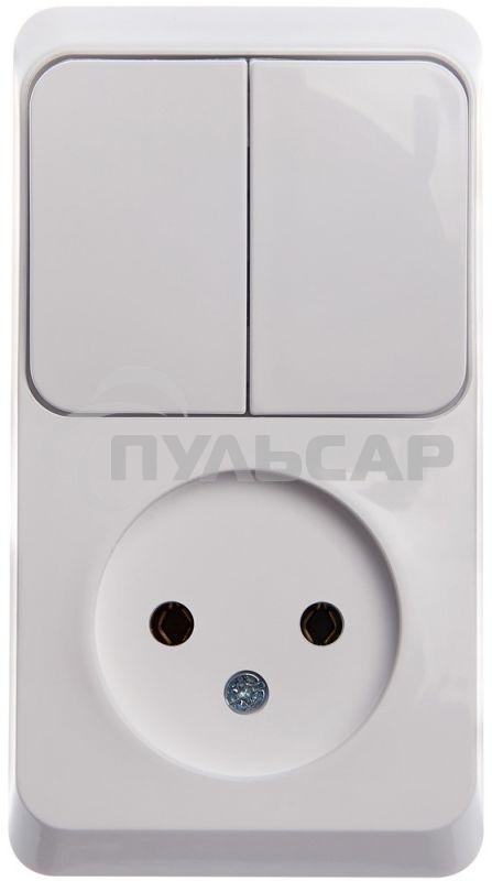 Блок ОП Этюд (1-м розетка без заземления + 2-кл. выкл.) бел. SchE BPA16-205B