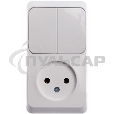Блок ОП Этюд (1-м розетка без заземления + 2-кл. выкл.) бел. SchE BPA16-205B