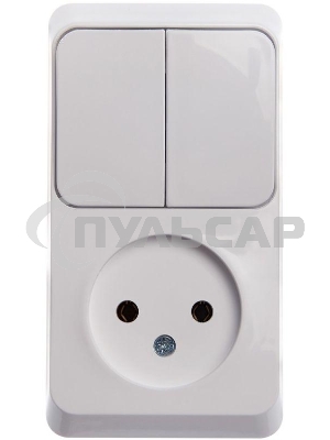 Блок ОП Этюд (1-м розетка без заземления + 2-кл. выкл.) бел. SchE BPA16-205B