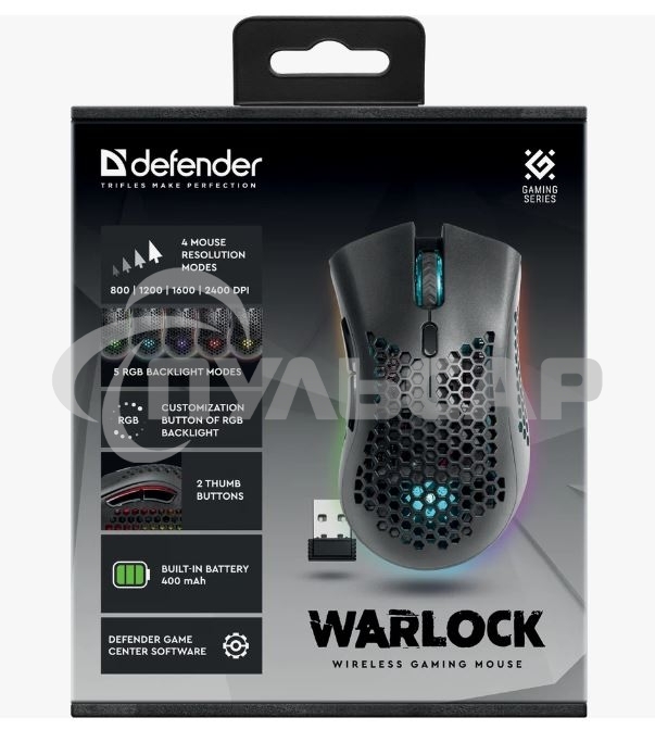 Мышь беспроводная Defender Warlock GM-709L черный, 2400 dpi, радиоканал, USB, кнопки - 8