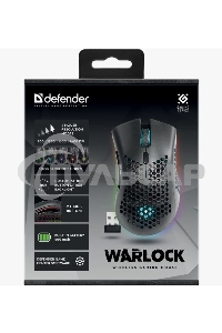 Мышь беспроводная Defender Warlock GM-709L черный, 2400 dpi, радиоканал, USB, кнопки - 8