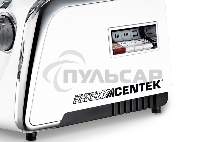Мясорубка электрическая Centek CT-1602 Juice 2000W, Соковыж., нож+диски (2 шт) из литой стали, реверс (белый/хром)