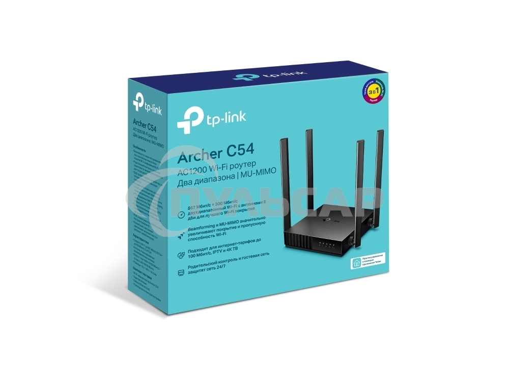 Роутер беспроводной TP-Link Archer C54 AC1200 10/100BASE-TX черный