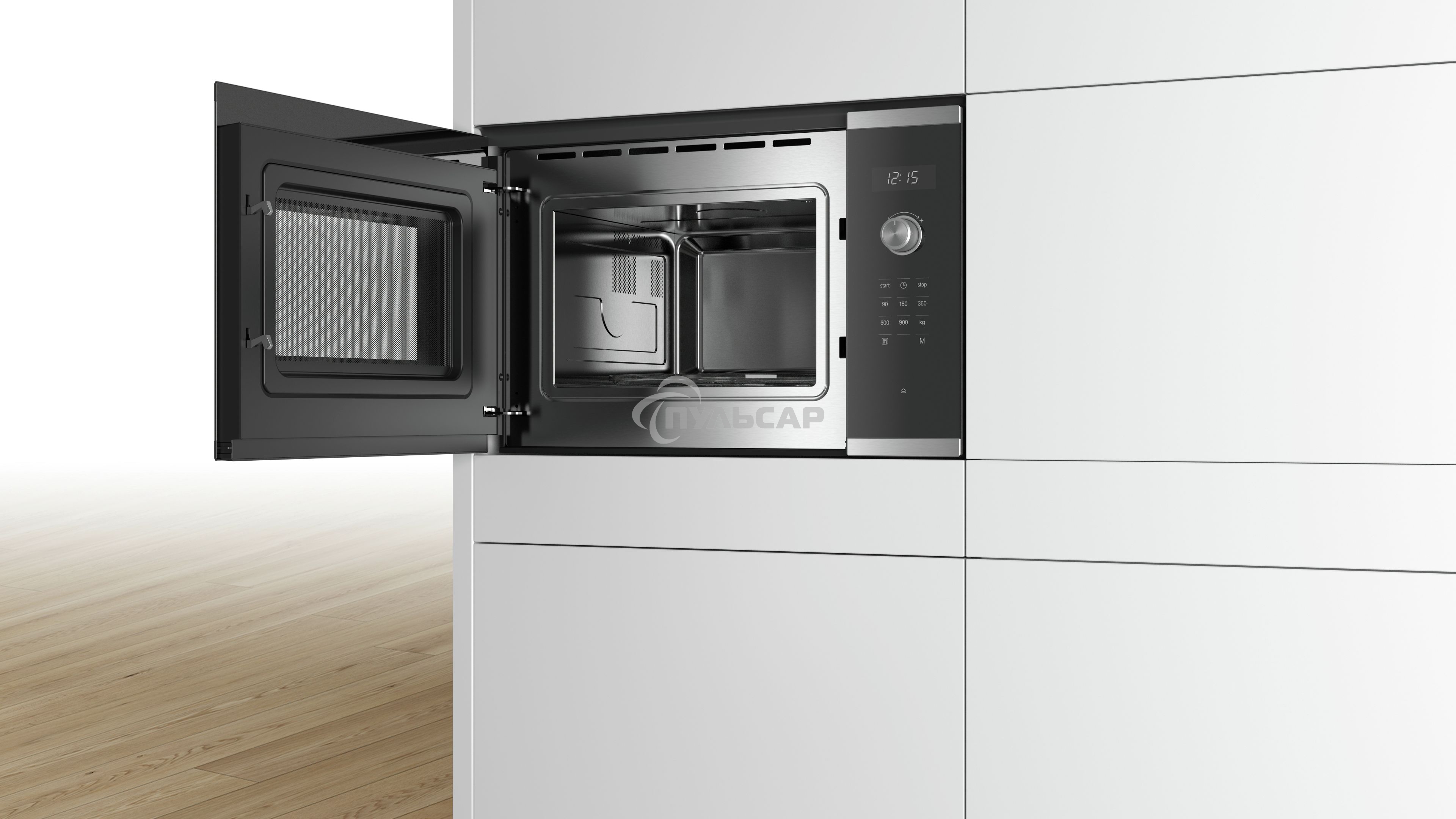 Микроволновая печь встраиваемая Bosch BFL554MS0 нержавеющая сталь/черный, 25 л, 900 Вт, переключатели - поворотный механизм/сенсор