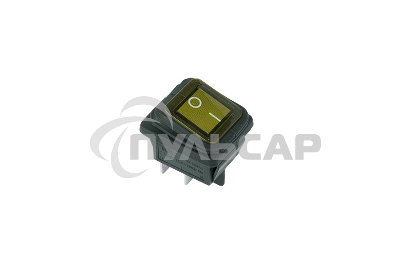 Выключатель клавишный Rexant 250V 15А (4с) ON-OFF желтый с подсветкой ВЛАГОЗАЩИТА