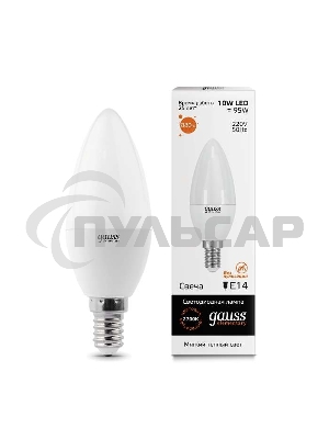 Лампа светодиодная LED Gauss 10Вт E14 220В 2700К Elementary свеча 33110