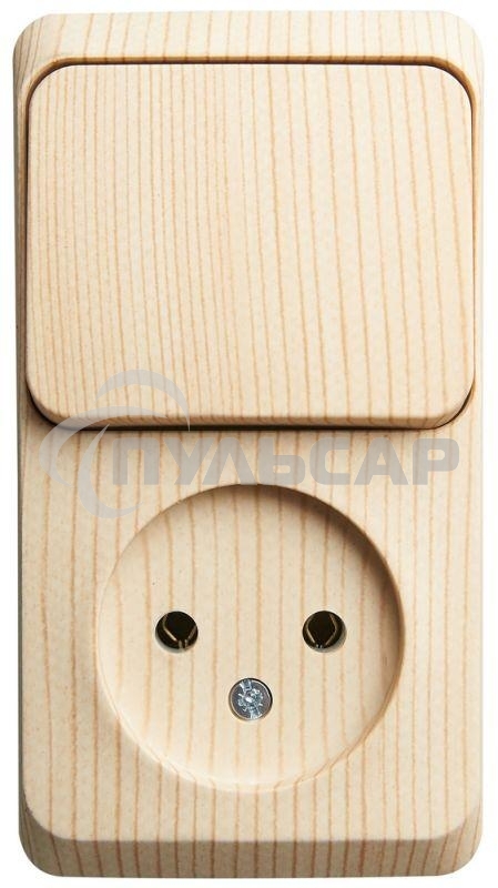 Блок ОП Этюд (1-м розетка без заземления + 1-кл. выкл.) сосна SchE BPA16-204D