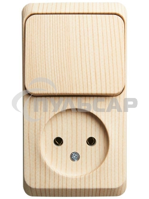 Блок ОП Этюд (1-м розетка без заземления + 1-кл. выкл.) сосна SchE BPA16-204D