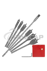 Набор сверл Matrix перовых по дереву, 10-12-16-18-20-25 мм, 6 шт., удлинитель 300 мм 6-гран. хвост.