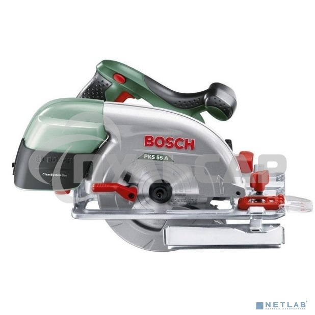 Дисковая пила Bosch PKS 55 А, 1200 Вт зеленый/черный