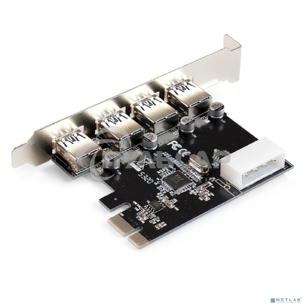 Контроллер ExeGate EXE-314 v2.0 (PCI-E x1 v2.0, 4*USB 3.0 ext., разъем доп.питания Molex, VIA Labs Chipset VL805)