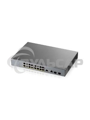 Коммутатор Zyxel GS1350-18HP, 16xGE PoE+, 2xCombo (SFP/RJ-45), бюджет PoE 250 Вт, дальность передачи питания до 250 м, автоперезагрузка PoE-портов, повышенная защита от перенапряжений и электростатических разряд