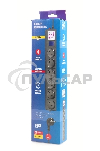 Фильтр-удлинитель PC 3м 6р, черный 16А, SPG6-B2