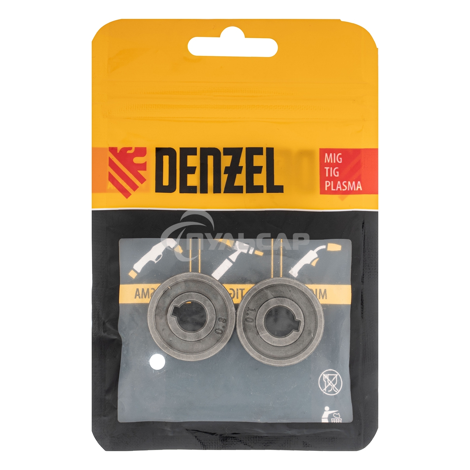 Подающий ролик, зубчатый профиль под флюсовую проволоку 0,8-1мм, 2 шт Denzel