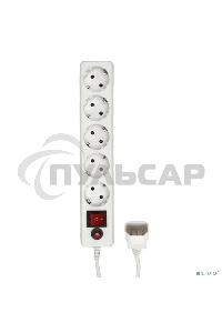 Сетевой фильтр Гарнизон для ИБП, 5р, 10А, 1.8м, ур.защиты 4, белый, пакет