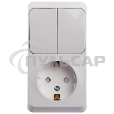 Блок ОП Этюд (1-м розетка с заземл. защ. шторки + 2-кл. выкл.) бел. SchE BPA16-202B